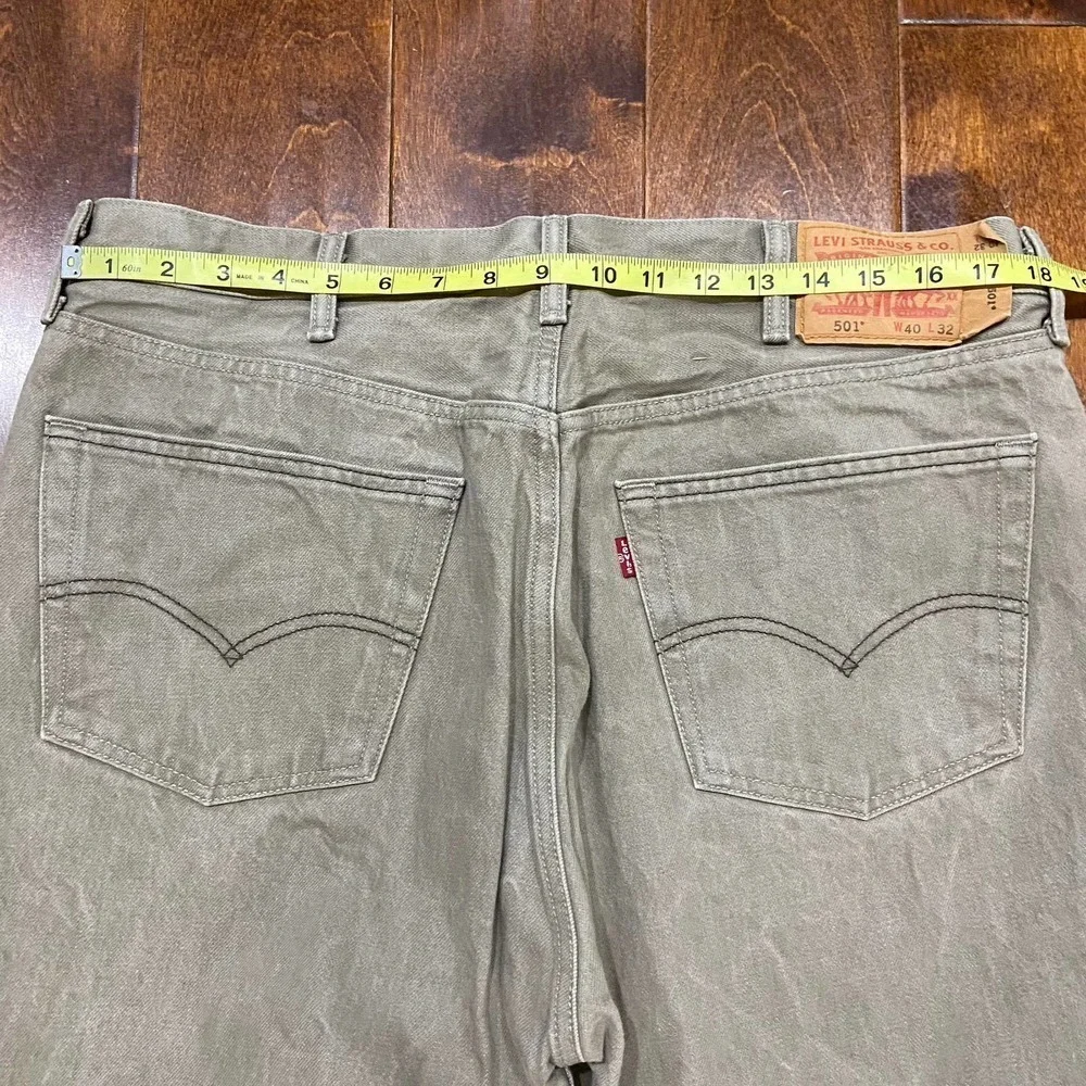 Levi's 501 XX Shrink To Fit Classic Straight Leg Khaki Tan Denim Jeans 40 x 32